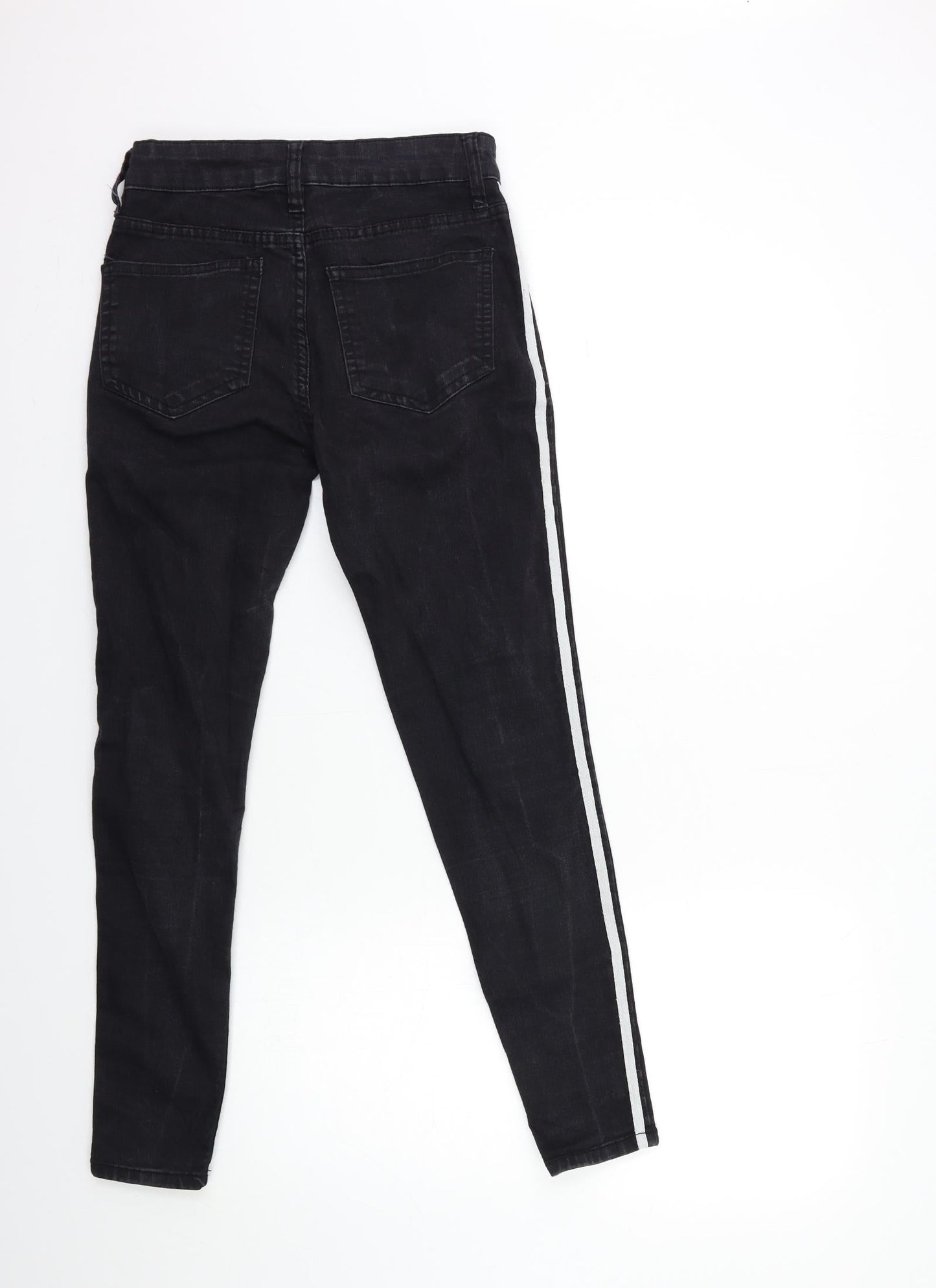 innocence Womens Black Striped Denim Skinny Jeans Size 8 L27 in