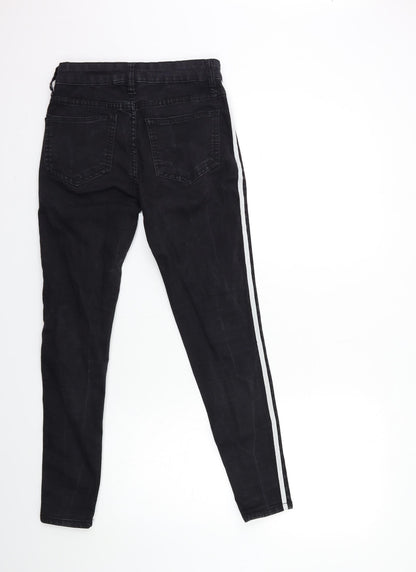 innocence Womens Black Striped Denim Skinny Jeans Size 8 L27 in