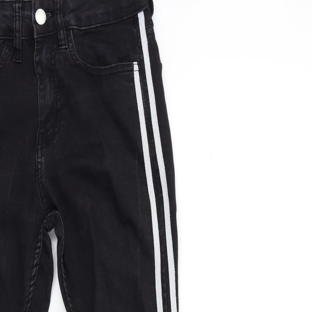 innocence Womens Black Striped Denim Skinny Jeans Size 8 L27 in