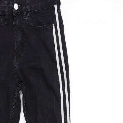 innocence Womens Black Striped Denim Skinny Jeans Size 8 L27 in