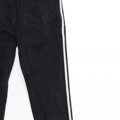 innocence Womens Black Striped Denim Skinny Jeans Size 8 L27 in