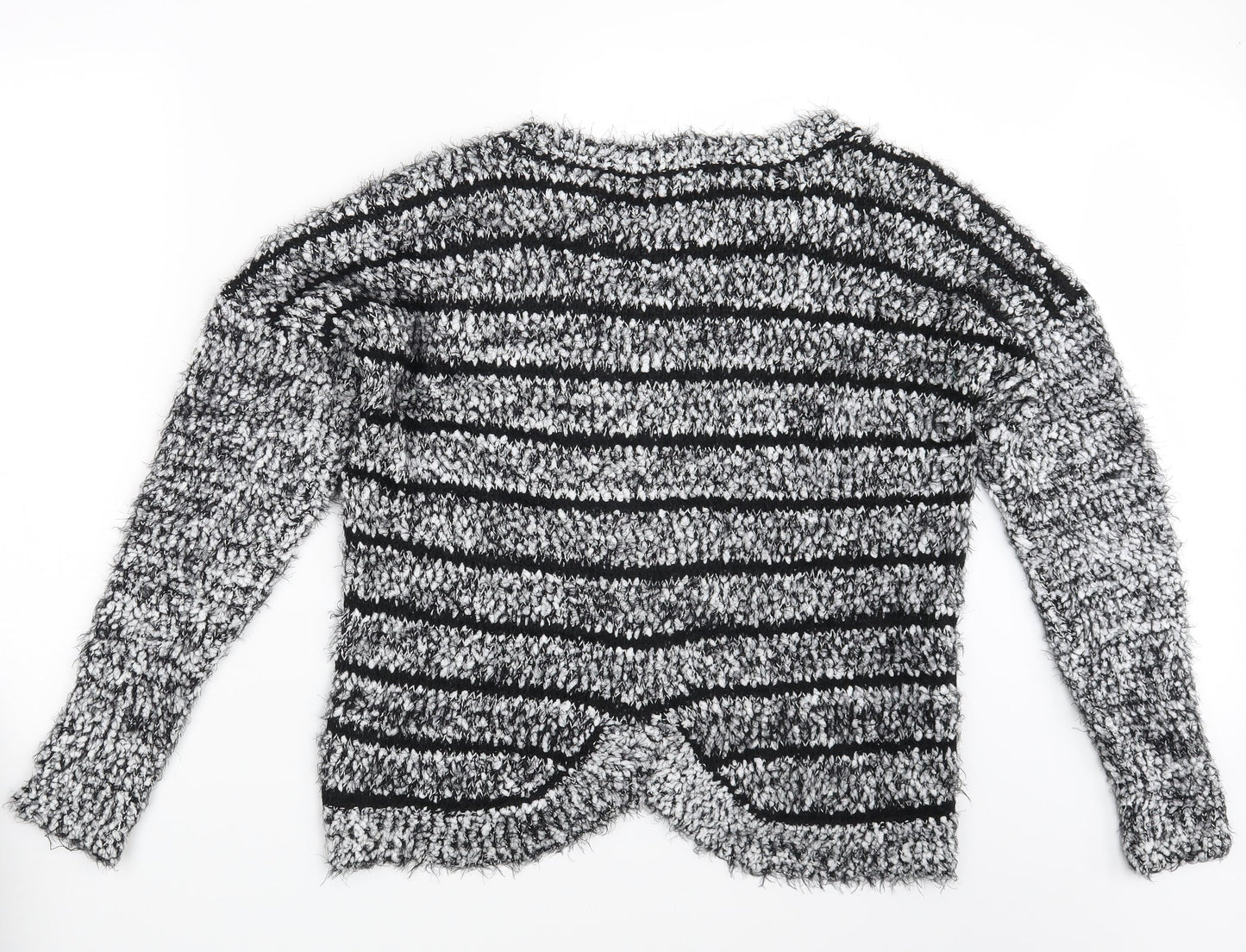 Klass Womens White Striped  Pullover Jumper One Size