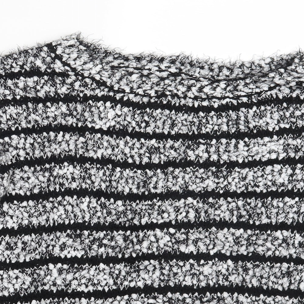 Klass Womens White Striped  Pullover Jumper One Size