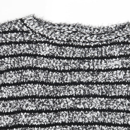 Klass Womens White Striped  Pullover Jumper One Size