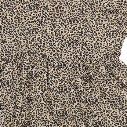 Boohoo Womens Brown Animal Print  Basic Button-Up Size 8