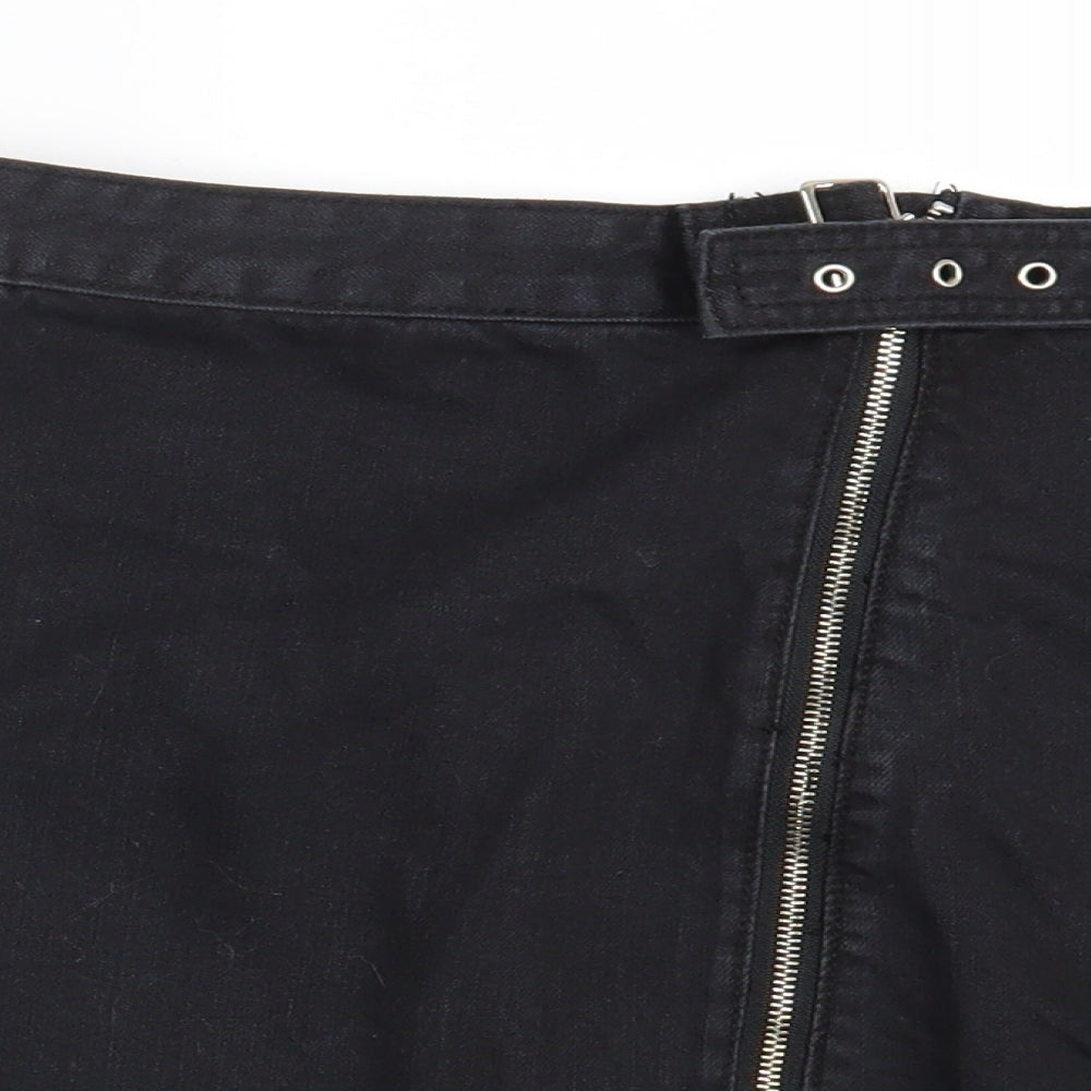 Missguided Womens Black  Denim Mini Skirt Size 10