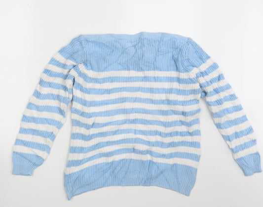 Damart Womens White Striped  Pullover Jumper Size 10