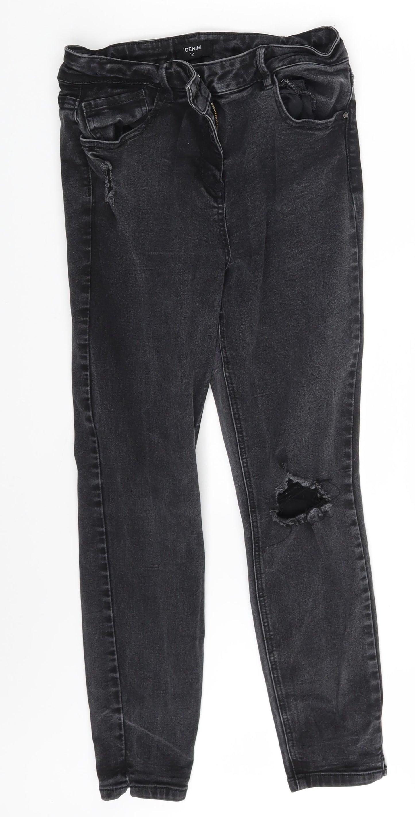 Authentic Denim Womens Grey  Denim Skinny Jeans Size 12 L25 in