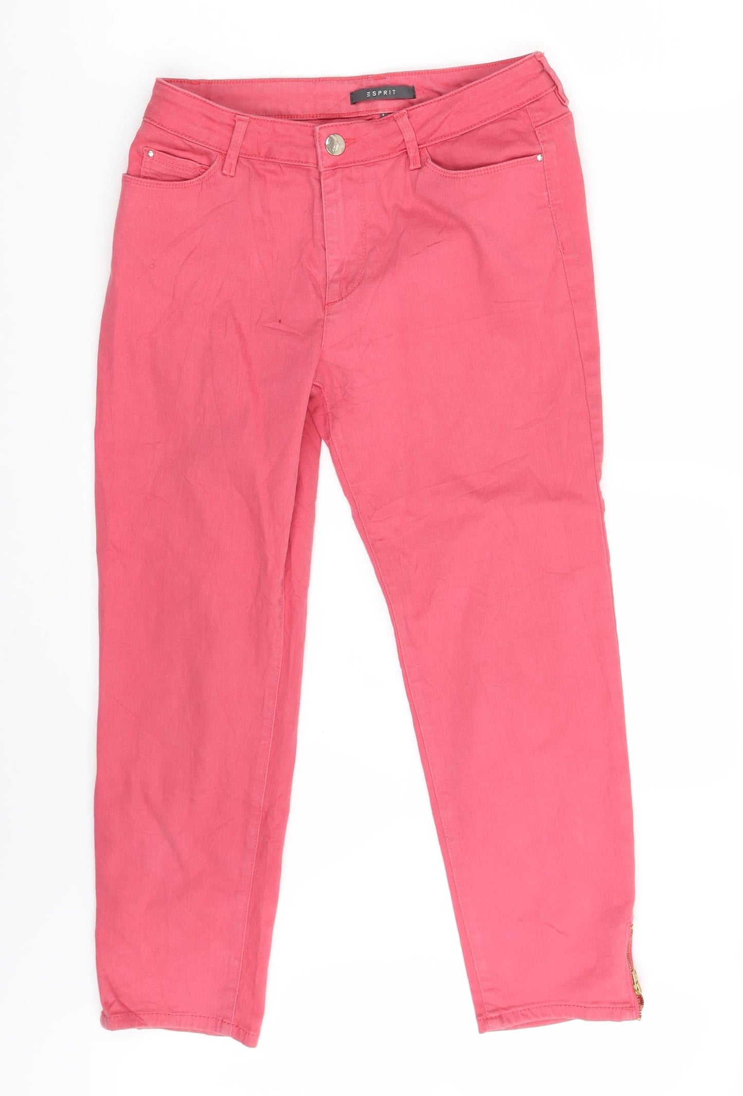 Womens UK Size 10 Esprit Slim Fit Capri Pink Jeans