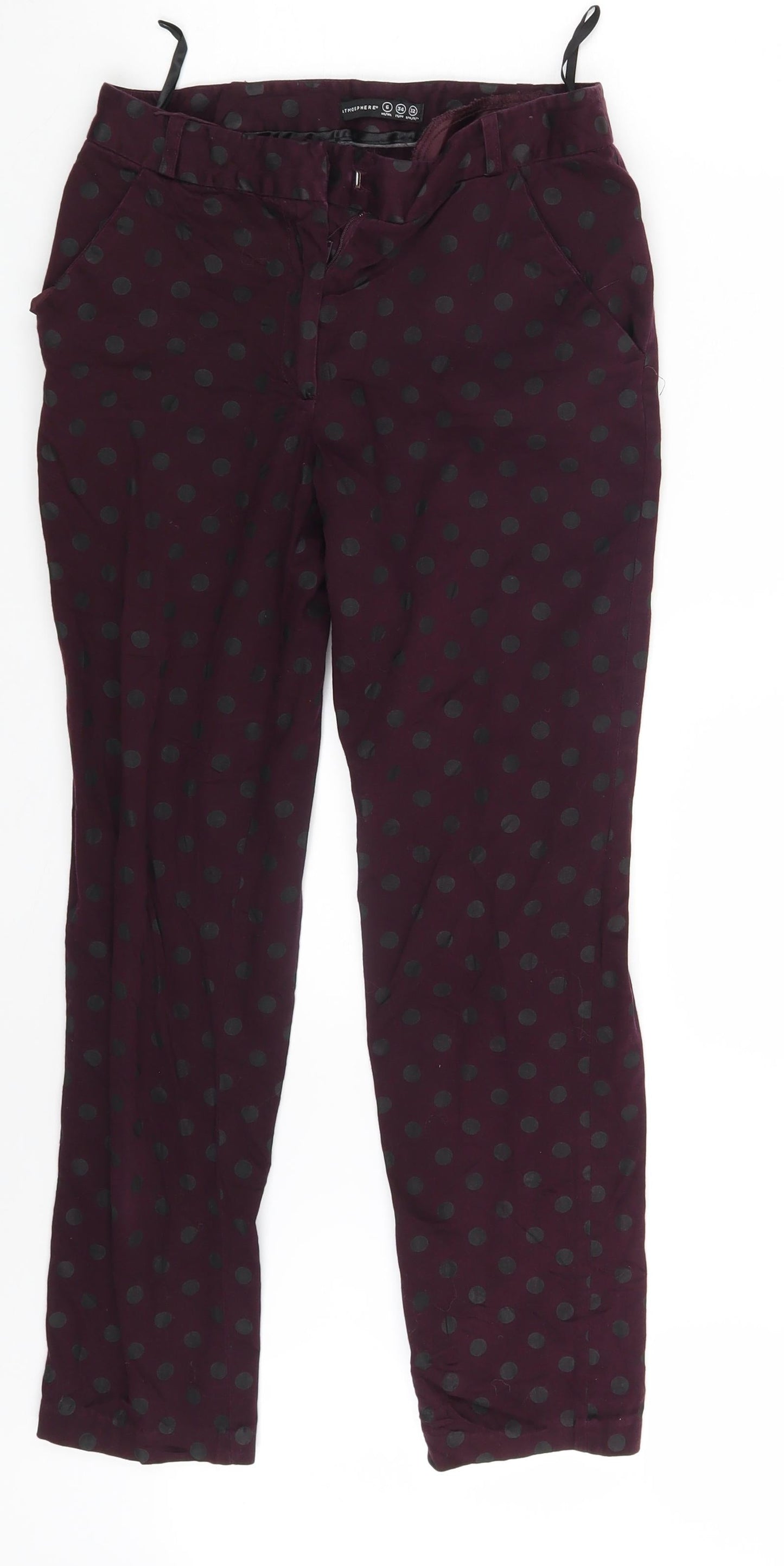Atmosphere Womens Purple Polka Dot  Chino Trousers Size 6 L25 in