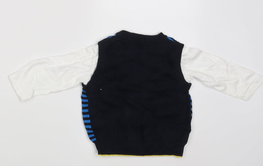 Mothercare Boys Multicoloured Striped  Pullover Jumper Size 9-12 Months