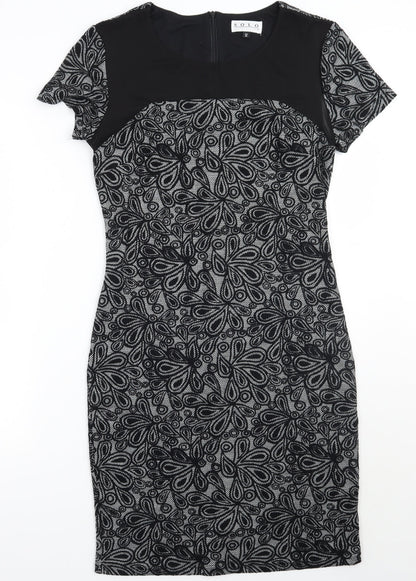 Solo  Womens Black Floral  A-Line  Size 12