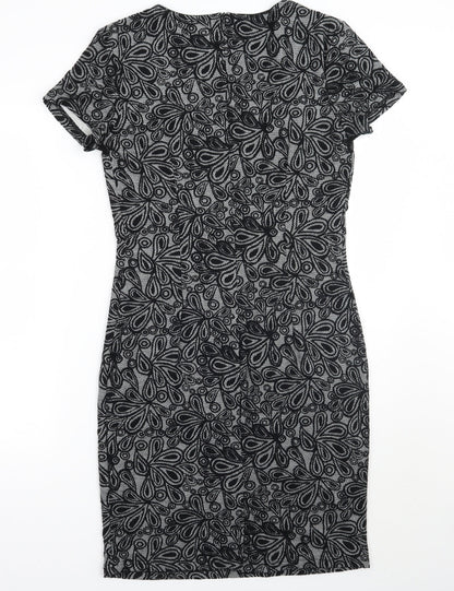 Solo  Womens Black Floral  A-Line  Size 12