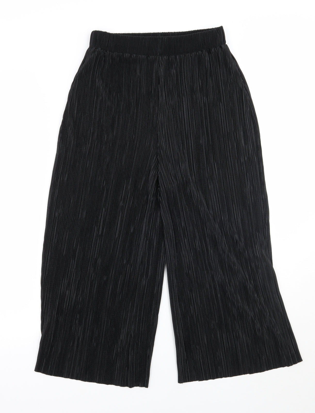 Womens UK Size XS Zara Regular Fit Capri Black Trousers