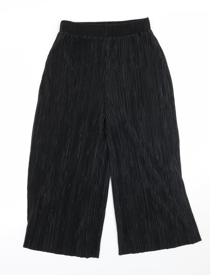 Womens UK Size XS Zara Regular Fit Capri Black Trousers