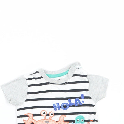 Nutmeg Baby White Striped  Basic T-Shirt Size 3-6 Months