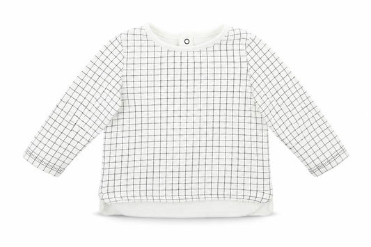 Front view of Next Baby White Check Basic T-Shirt, size 3-6, Months