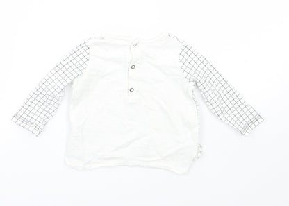 NEXT Baby White Check  Basic T-Shirt Size 3-6 Months