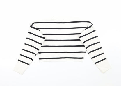Newlook Girls White Striped  Pullover Jumper Size 8 Years