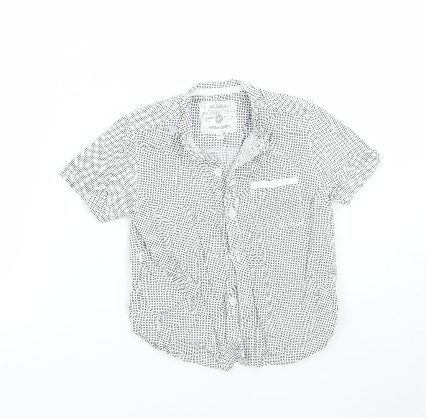 RJR.John Rocha Boys White Geometric  Basic Button-Up Size 2-3 Years