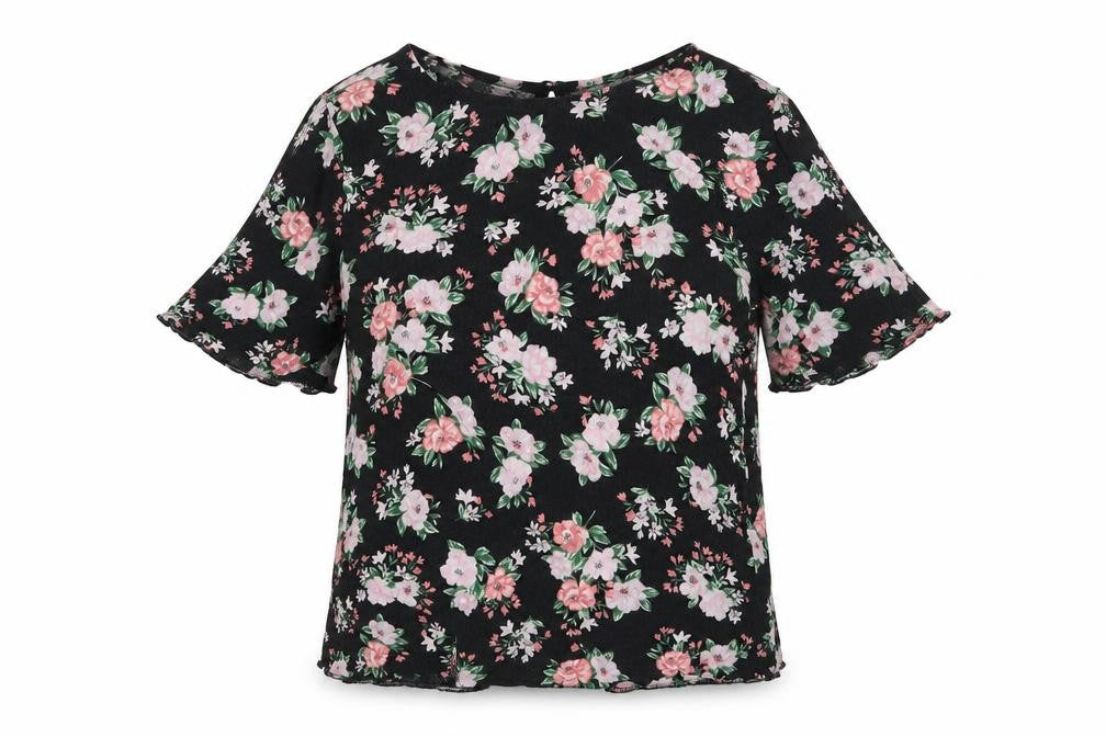 New Look Womens Black Floral  Basic Blouse Size 10