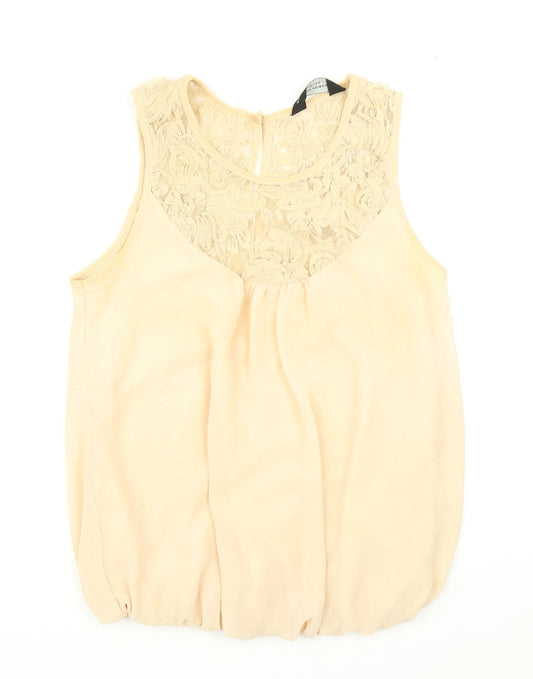 Womens UK Size 6 Dorothy Perkins Beige Basic Blouse