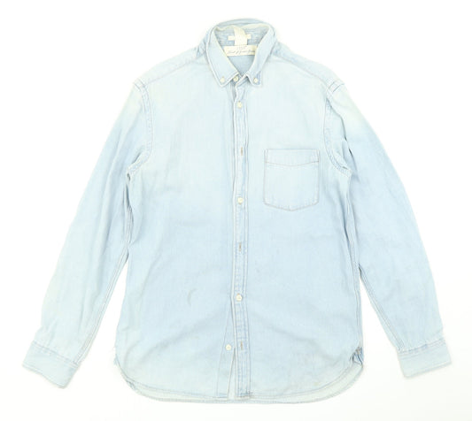 Mens UK Size S H&M Blue  Button-Up Long Sleeve Casual Shirt
