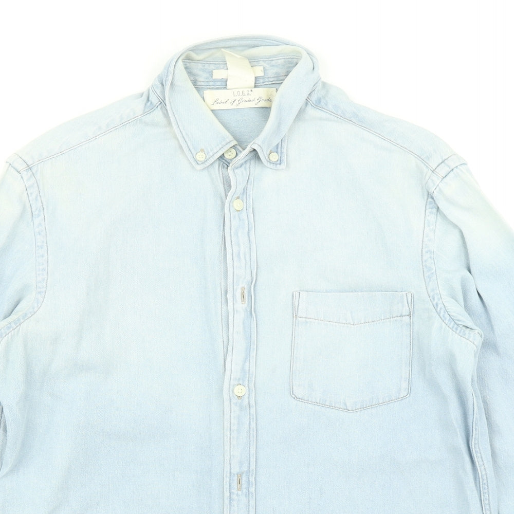 Mens UK Size S H&M Blue  Button-Up Long Sleeve Casual Shirt