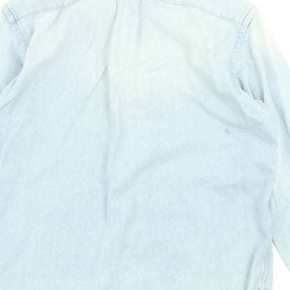 Mens UK Size S H&M Blue  Button-Up Long Sleeve Casual Shirt