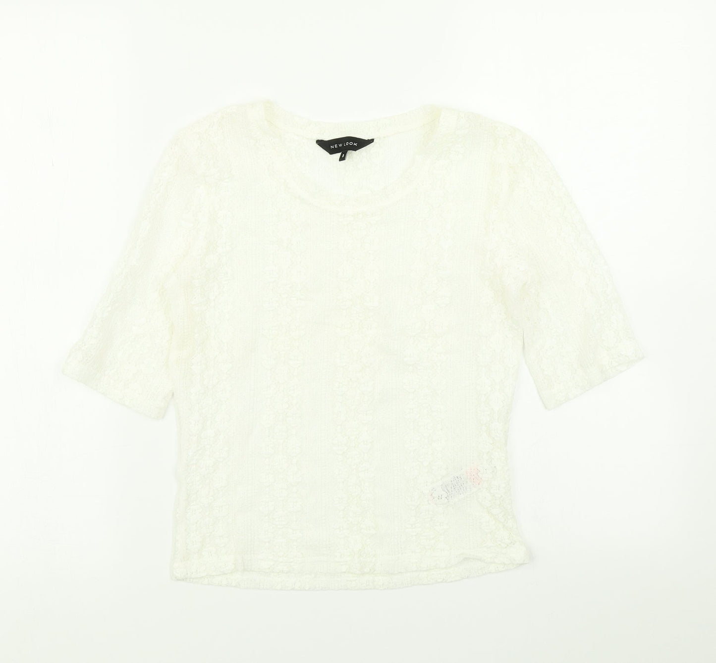 Womens UK Size 8 New Look White Basic T-Shirt
