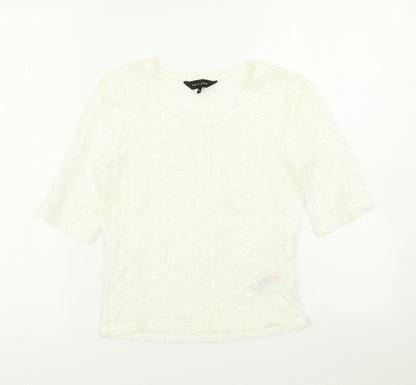 Womens UK Size 8 New Look White Basic T-Shirt