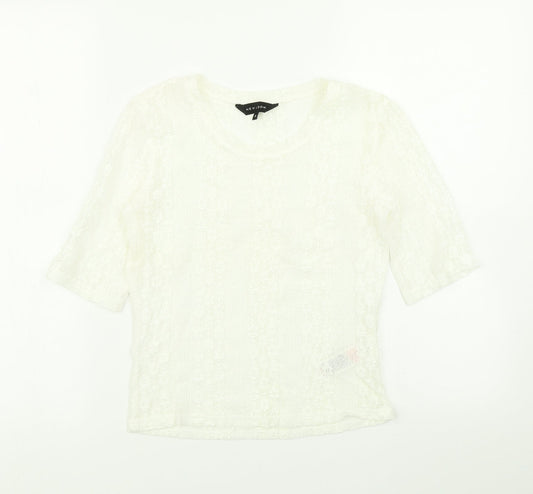 Womens UK Size 8 New Look White Basic T-Shirt