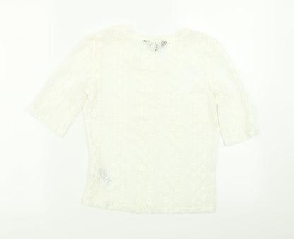 Womens UK Size 8 New Look White Basic T-Shirt