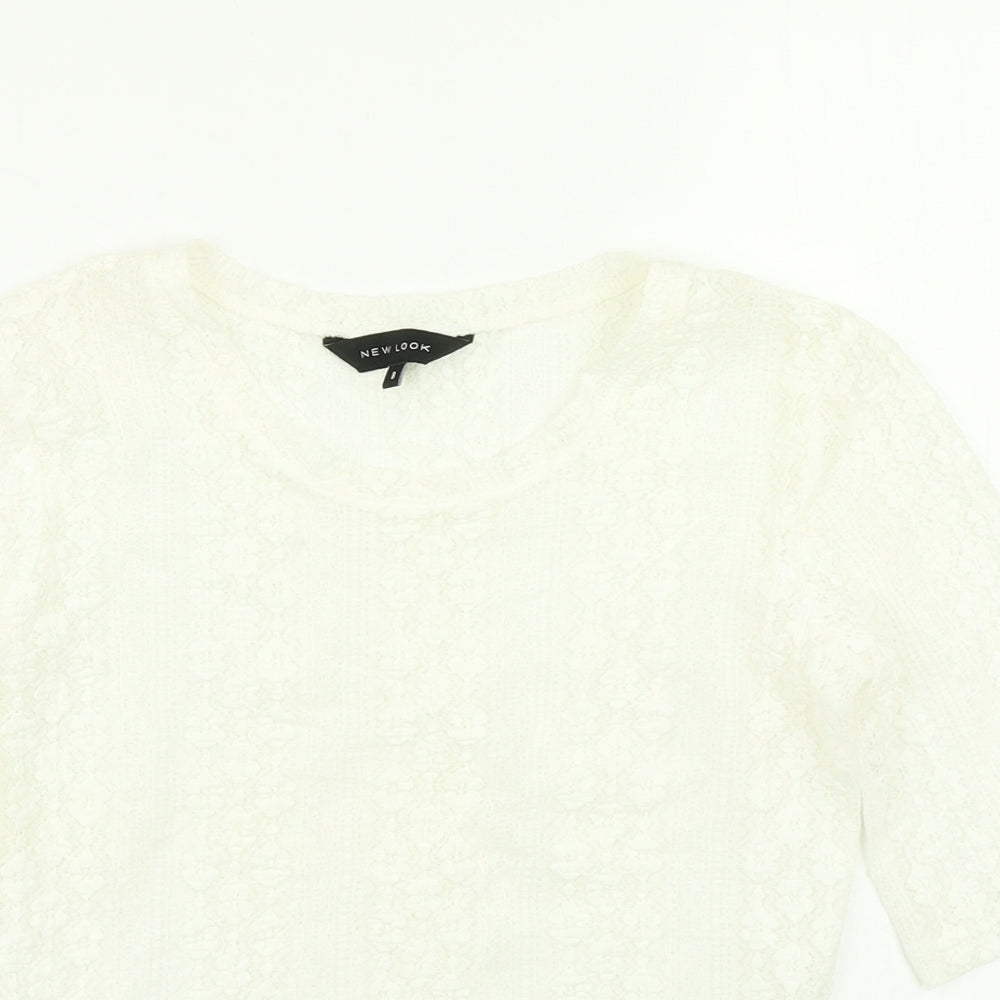 Womens UK Size 8 New Look White Basic T-Shirt