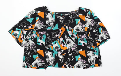 Miss Selfridge Womens Black Geometric  Basic Blouse Size 14