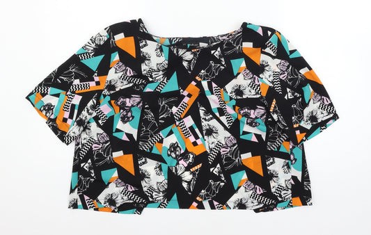 Miss Selfridge Womens Black Geometric  Basic Blouse Size 14