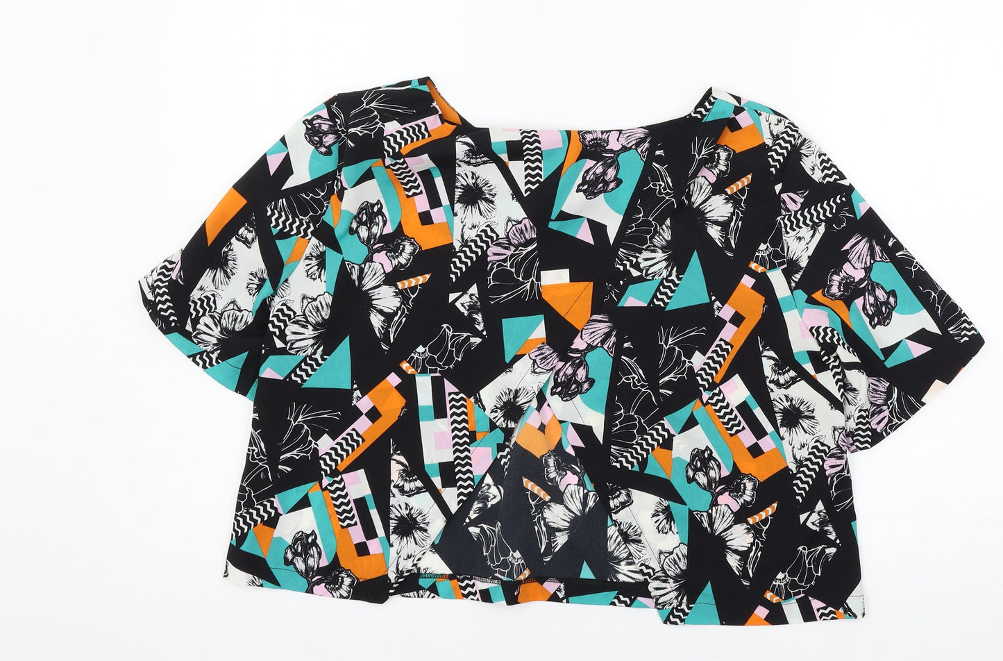 Miss Selfridge Womens Black Geometric  Basic Blouse Size 14