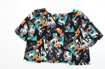 Miss Selfridge Womens Black Geometric  Basic Blouse Size 14