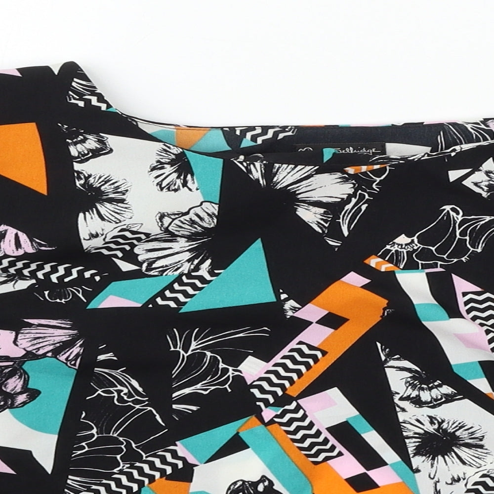 Miss Selfridge Womens Black Geometric  Basic Blouse Size 14