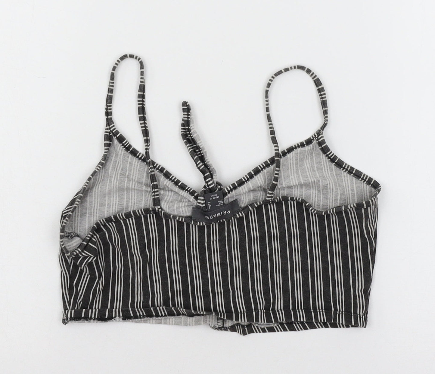 Primark Womens Grey Striped Jersey Basic Tank Size 8