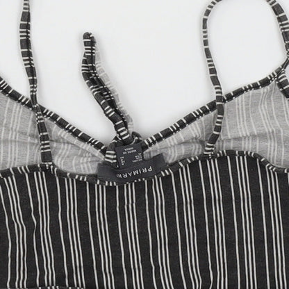 Primark Womens Grey Striped Jersey Basic Tank Size 8