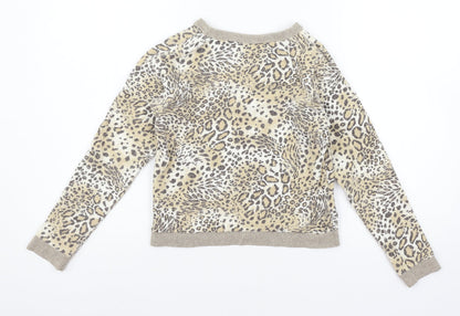 Internacionale Girls Brown Animal Print Jersey Pullover Sweatshirt Size 10 Years