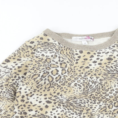 Internacionale Girls Brown Animal Print Jersey Pullover Sweatshirt Size 10 Years