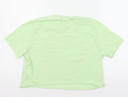 Bershka Girls Green  Jersey Basic T-Shirt Size XS  - Mickey and Minnie
