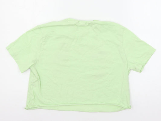 Bershka Girls Green  Jersey Basic T-Shirt Size XS  - Mickey and Minnie