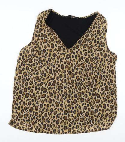 Very Womens Brown Animal Print  Basic Blouse Size 14