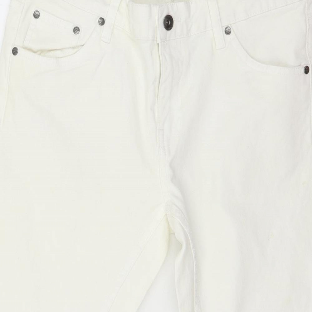 Womens UK Size 16 Denim Club Regular Fit Cropped White Jeans