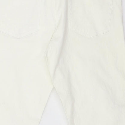 Womens UK Size 16 Denim Club Regular Fit Cropped White Jeans