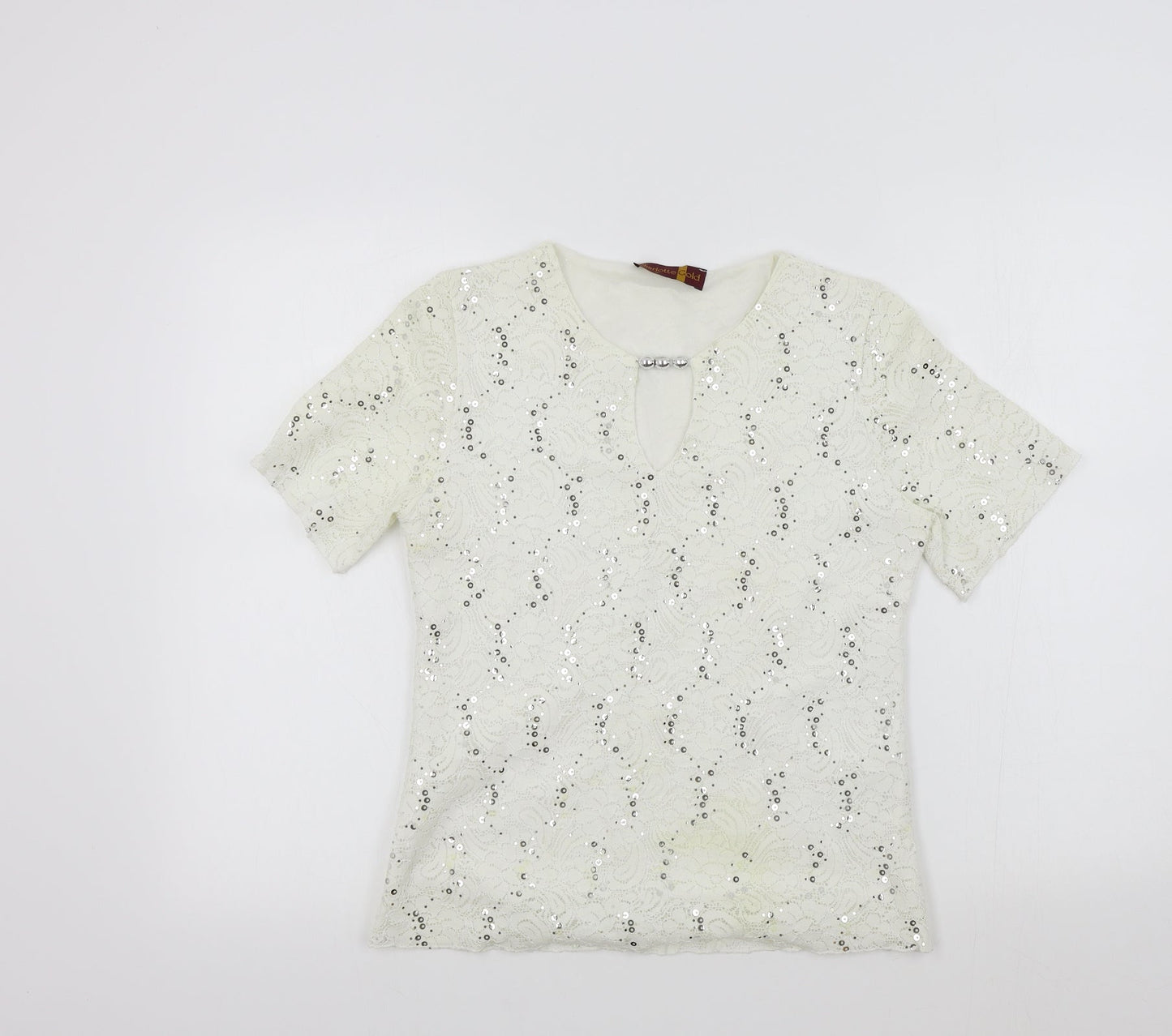 Womens UK Size 12 charlotte gold White Basic T-Shirt