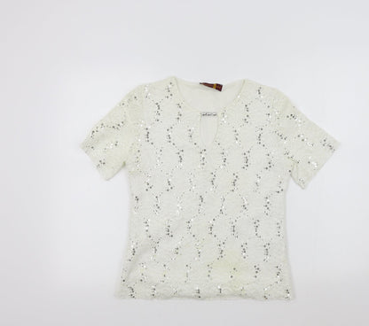 Womens UK Size 12 charlotte gold White Basic T-Shirt